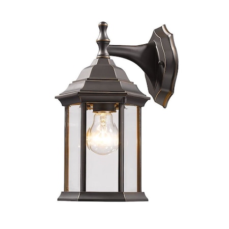 Z-Lite Waterdown 1 Light Outdoor Wall Light, Oil Rubbed Bronze & Clear Beveled T21-ORB
